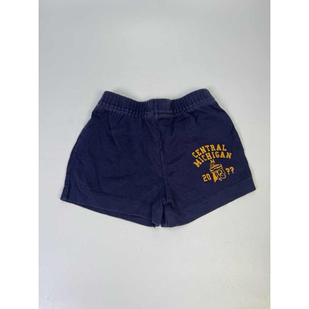 Vintage 1980s Central Michigan University CMU Toddler Baby Shorts 12M Blue